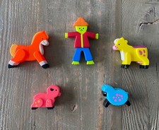 Vtg Lot 5 Fisher Price Baby Mobile Crib Replacement Toy Farmer Animals 1970s