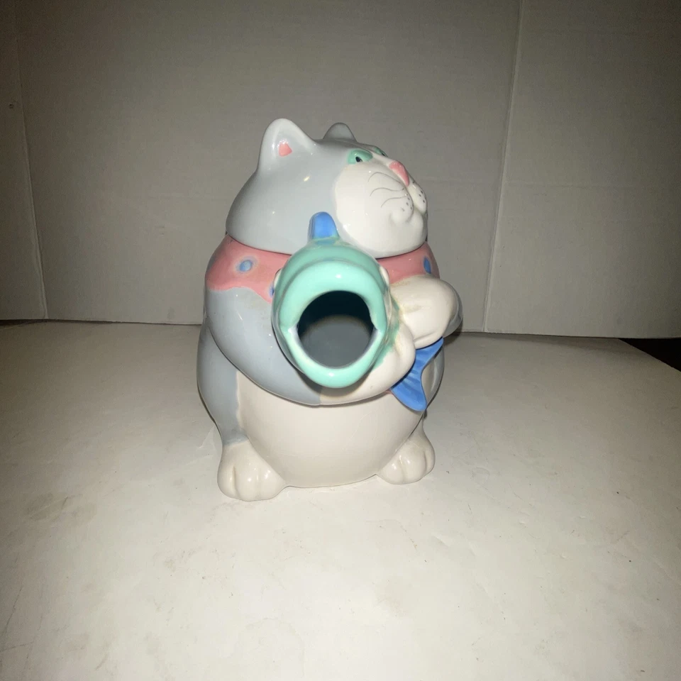 FITZ & FLOYD CAT 1987 de colección con figura de tetera de cerámica de pescado Foto 3 de 4
