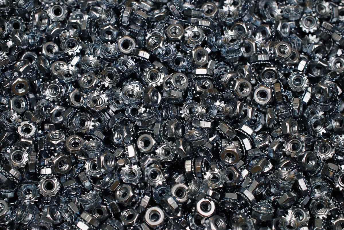 1500) K-Lock Hex Nuts 8-32 Keps Zinc Plated 11/32 Hex Machine