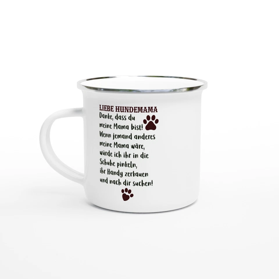 FELI & WUFF Liebe Hundemama | Personalisierte Emaille Tasse | Süßes Gedicht
