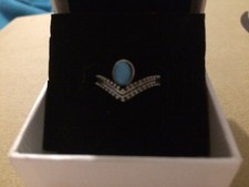 Ladies Wishbone Ring With Blue Stone