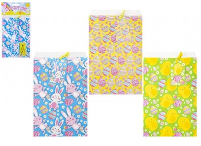 Ostern Leckerlibeutel hell Papiertüten mit Klammer und Etiketten 10er Pack Eiersuche Süßigkeiten