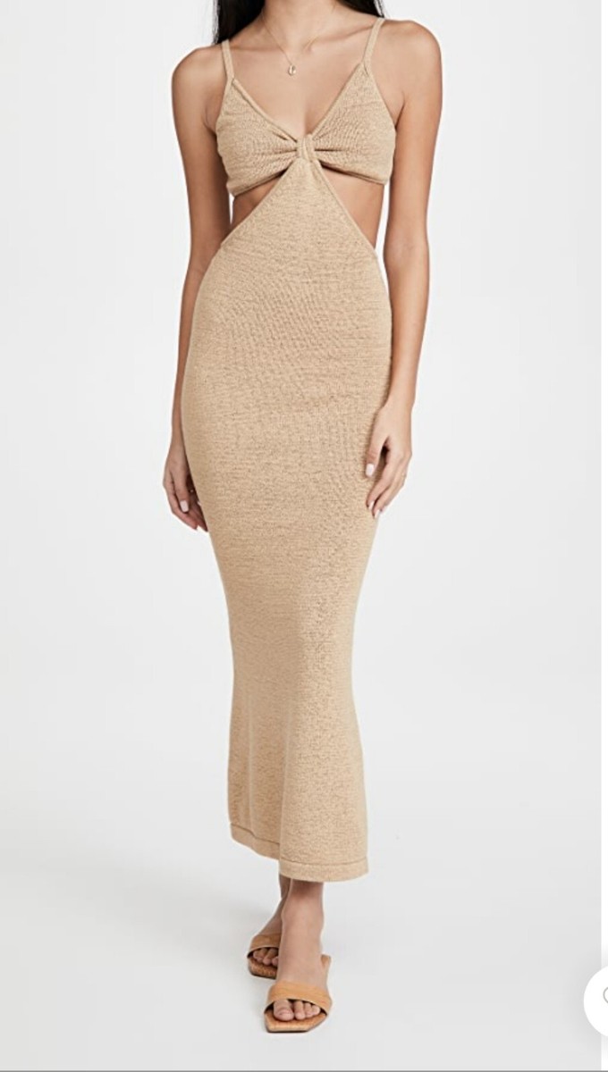 Beige Botany Knit Cut Out Maxi Dress Taupe Size Womens Large