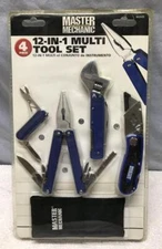MASTER MECHANIC 12-in-1 Multi TOOL SET  4 Piece  Plier Wrench Knifes Pouch