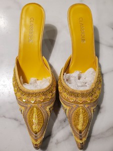 yellow sequin shoes
