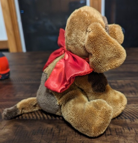 Gund Cute Brown puppy dog W/Big Red Bow Little ❤️ Treynor EUC 14261 - Picture 3 of 8