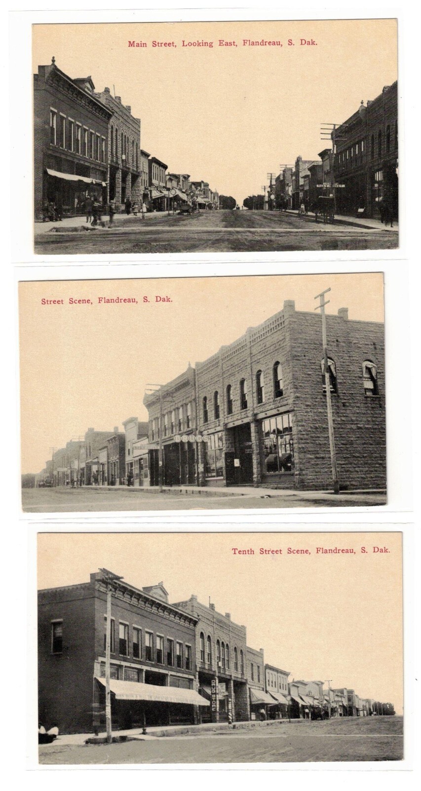 3 1908 p c views of Downtown Business Establishments & Stores in