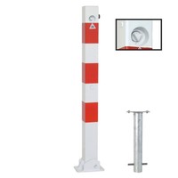 Absperrpfosten Klappbar 70X70 Mm Weiß Rot Dreikant Oben Zum Einbetonieren