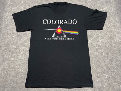 NEW COLORADO Wish You Were Here Prism Light ray Rainbow Slim Medium Shirt