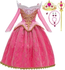 Aurora Inspired Costume Dress for Girls – Complete Set with Accessories