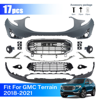 For 2018-2021 GMC Terrain Front Bumper Cover Assembly Grille Set w ...