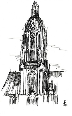 Finelinerzeichnung  ''Dom in Frankfurt am Main''