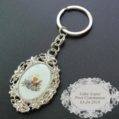 Engraved Key Chains(12 PCS) First Communion keychain Primera comunión JK151FI-E