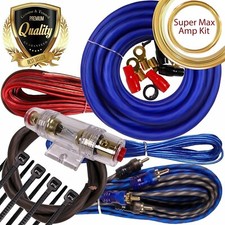 Complete 2000W 4 Gauge Car Amplifier Installation Wiring Kit Amp PK3 4 Ga Blue
