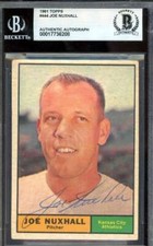 Joe Nuxhall Beckett BAS Vintage Signed 1961 Topps Autographed