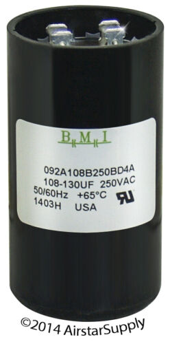 108-130 uF x 250 VAC BMI # 092A108B250BD4A Motor Start AC Capacitor & Resistor - Picture 2 of 5