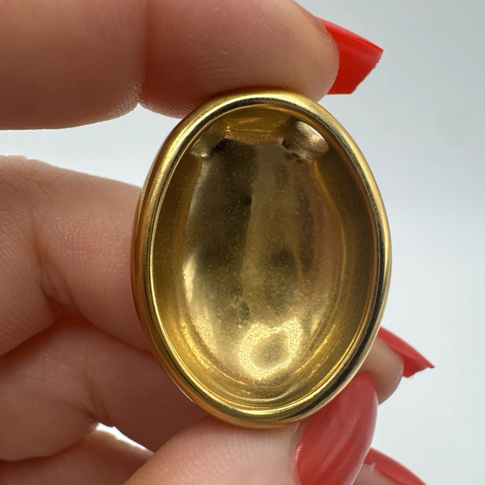 Estate 9ct Yellow Gold Filled Cabochon Puffed Pendant Chunky Weighty Design 14g - Image 4 of 4