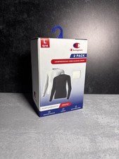 Champion 2-pack youth compression long-sleeve crew shirts in white and black