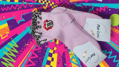 Pier Lone Terry Socks  Pink Tongue 
