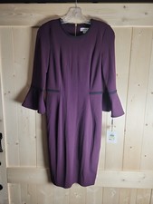 Calvin Klein Sz 4 Plum Dress, Purple Stretch Long Sleeve NWT