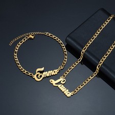 Personalized Name Custom Necklace/Bracelet Set Jewelry Stainless Steel Pendant