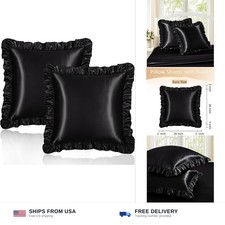 Homiest Black Ruffle Euro Sham Covers 26x26 Inch, Set of 2 - Euro - 26 x 26 Inch