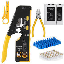 RJ45 Crimp Ethernet Pass through Crimper Crimp Tool Kit Network Cat5 Cat6 Cat7.