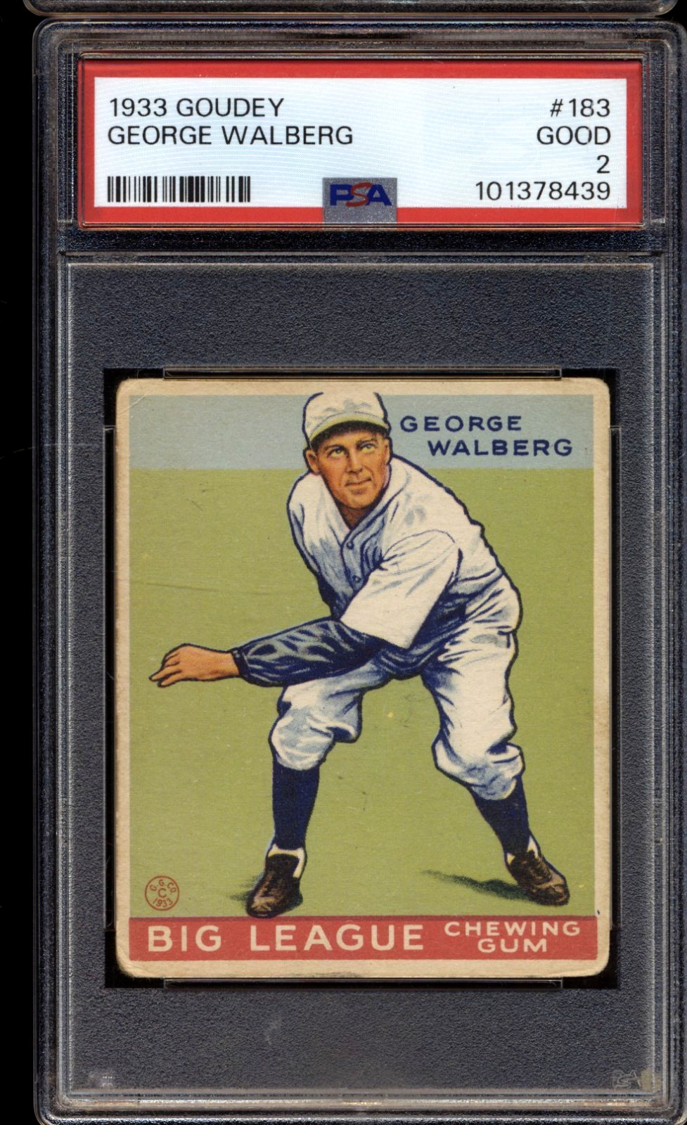 1933 Goudey #183 R319 George "Rube" Walberg PSA 2 Good CENTERED LOOKS AMAZING
