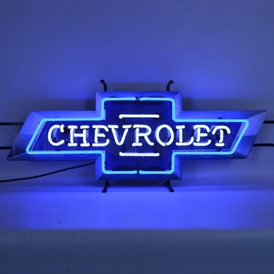 Chevrolet Bowtie Logo Neon Sign Wall Mount Blue White Neonetics 37'' 5CHEVB