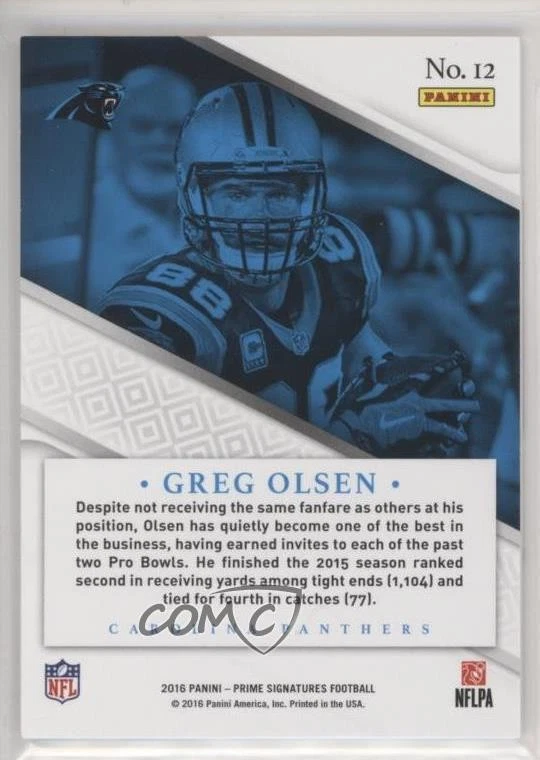 2016 Panini Prime Signatures Prime Proof Blue /49 Greg Olsen #12 - Image 2 of 2