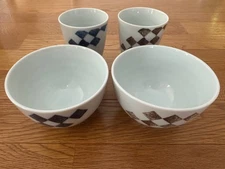 Japanese Kanzaburou Nakamura Porcelain Pair Cup and Bowl