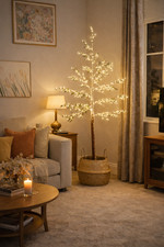 Pre-Lit Twig Tree 6ft Light Up Wedding Party Decoration Home LED Decor Basket