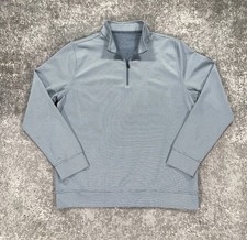 Hickey Freeman Sweater Mens Medium Blue Grey 1/4 Zip Pullover Lightweight Golf