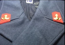 Great Coat Wool Double Breasted VTG Military Nordic Air Force Collar Tabs 42"