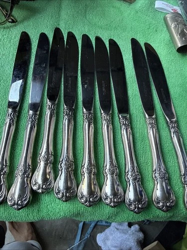 9 VINTAGE Lot TOWLE STERLING SILVER DINNER KNIVES OLD MASTER PATTERN GC3