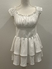 Amazon Bingerlily Dot Short Sleeve White Dress Medium M Summer Western