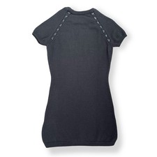 ZARA WOMENS EUR SIZE M BLACK SHORT SLEEVE KNIT DRESS WITH FAUX LEATHER ACCENTS