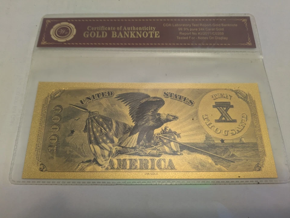 Certified RARE $10,000 United States GOLDEN BILL "Will Pay to the Bearer" - Image 2 of 2
