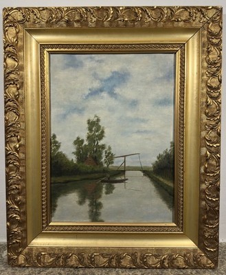 Oil Painting On Panel: Le Passage Pont à Bascule, Impressionist Period France