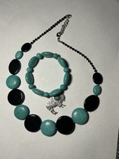 Turquoise statement necklace and bracelet set
