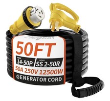 Plugsaf 50amp Generator Cord 50ft 14-50p/ss2/...