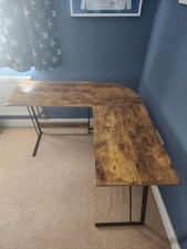 Industrial Corner Desk L-Shaped Computer Workstation Rustic Home Office PC Table
