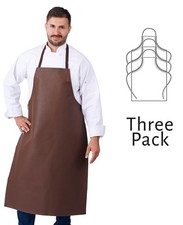 HiLite Adjustable Neck Heavy Duty Extra Long Brown PVC Vinyl Bib Apron 3 Pack 