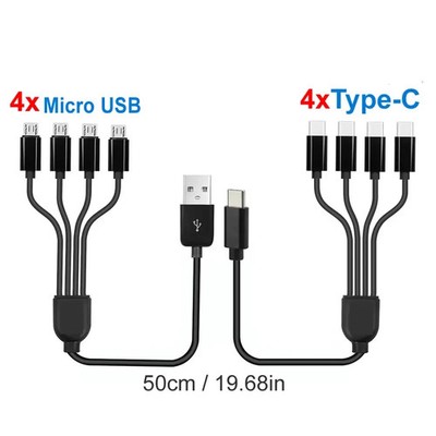 4-in-1 Micro-USB USB C Ladekabel Adapter, 4-Port USB-C Splitter