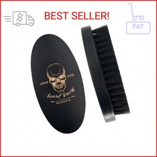 Menesia Black Boar Bristle Hair Beard Brush for Men, Pocket Travel Men's Wooden