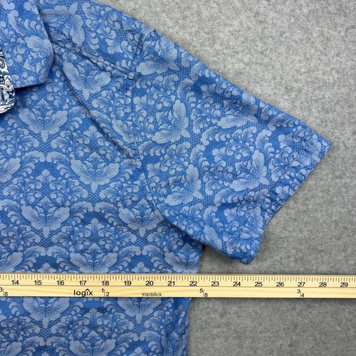 Robert Graham Shirt Mens XL Blue Pattern Classic Fit Short Sleeve Button Up - Picture 10 of 11