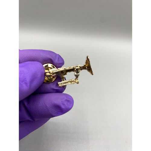 Vintage Brooch Pin Gerrys Candlestick Telephone Gold Tone Metal Red Rhinestones - Picture 8 of 11