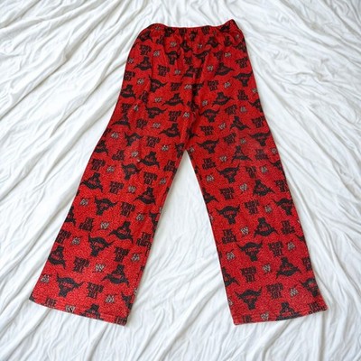 WWE Lounge Pants Boys L The Rock I Bring It Red Pajama Bottoms Elastic Waist