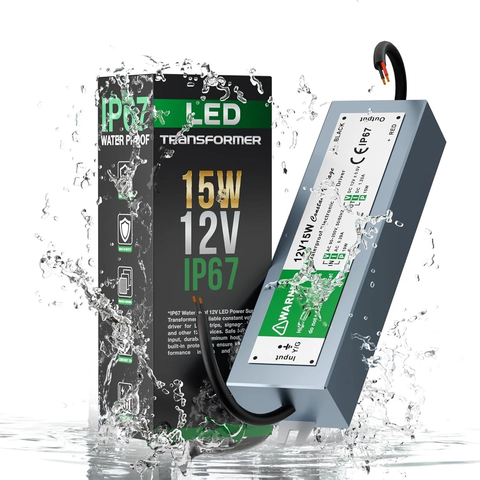 DC 12V LED Trafo Netzteil wasserdicht IP67 LED Lichttrei Streifen 10-200W DHL - Bild 2 von 4
