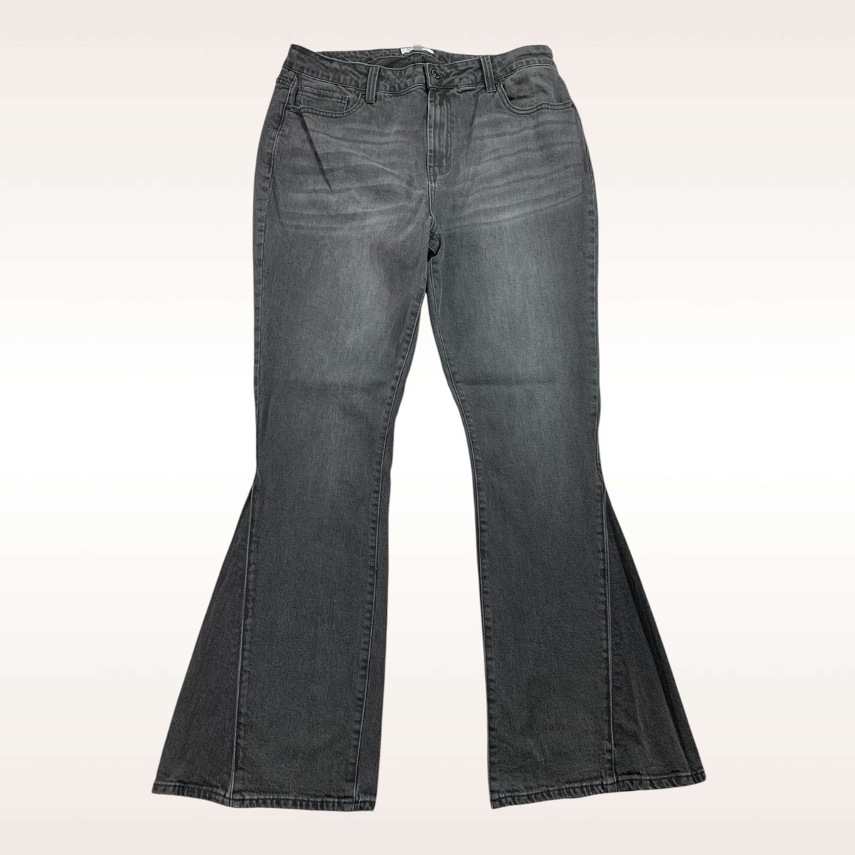 2000's blackdenim flare pants bleach y2k Low Rise Bell Bottom